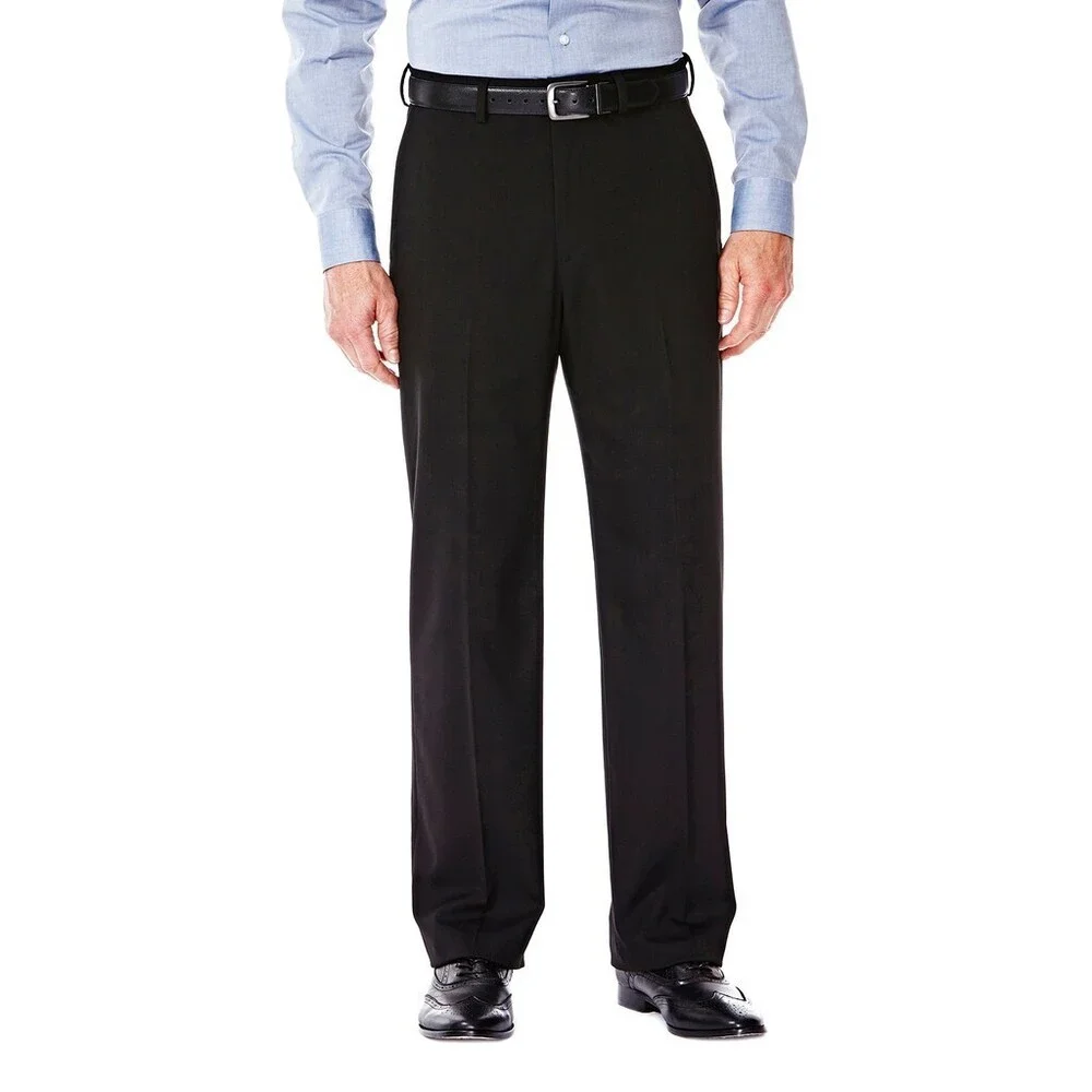Haggar Premium Stretch Classic-Fit Flat Front Suit Pants Men's 44 x 30 Black